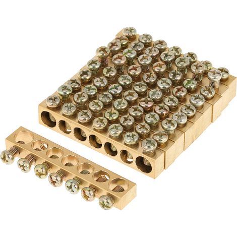 OVAQUIXI Kit de Bornes à Vis pour Fil de Terre de Forte capacité, 10 Pièces, Idéal pour Armoire de Distribution, Boîte D'éclairage, Laiton Résistant à la Corrosion Chimique (1/5)
