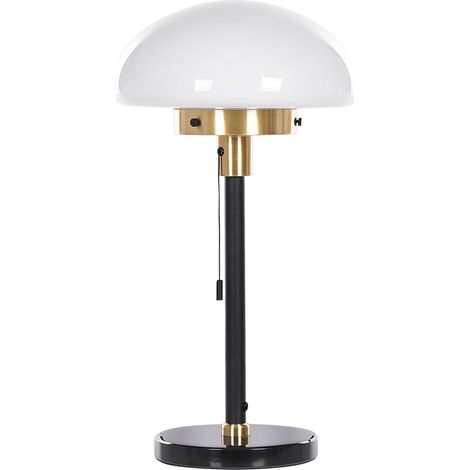 Lampada da tavolo abat jour emisfero con base in metallo soggiorno camera da letto nero e oro Minija