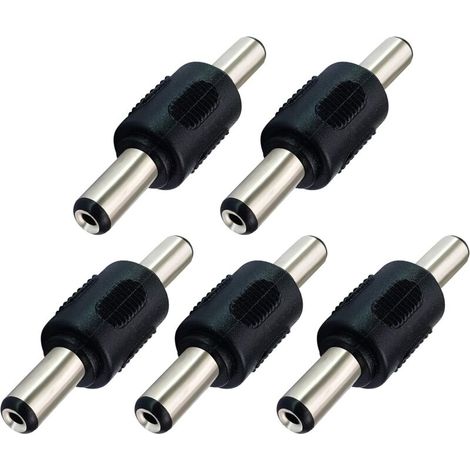 DC-Netzadapter 5,5 mm x 2,1 mm, DC-Hohlstecker 2,1 mm x 5,5 mm (Stecker auf Stecker), für Überwachungskameras, LED-Leuchten, Mini-Lüfter (5er-Pack/Stecker)