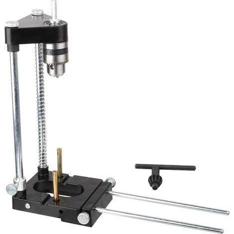 Bohrschablone für Holz – Tragbares Bohrpositionierwerkzeug – Wendbarer Bohrfutterhalter mit verstellbarer Führung und Vierkantbasis – Metall + technischer Kunststoff – 28 x 9 cm – 500 g (1/5)