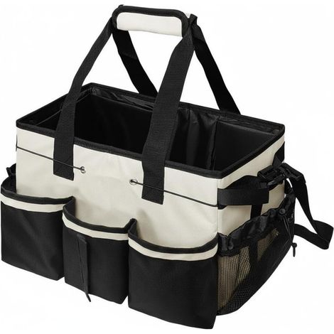 Sac de Rangement pour Matériel d’Entretien – Imperméable – Grande Capacité – Porte-outils pour Femmes de Ménage, Nettoyeurs, Lavage Auto, Jardinage – Blanc (1/5)