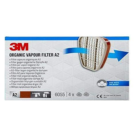 3M Filtro de vapor orgánico 6055 A2 para las series 6000 E 6500, 4PR/PK