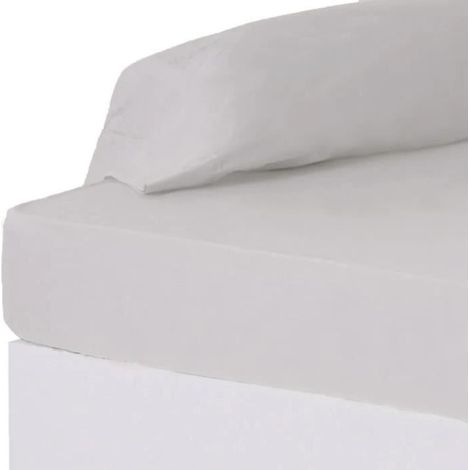 Drap-housse - JUANIO - 90x200x30 cm - 52% polyester/48% coton - Gris clair - Anti-acariens