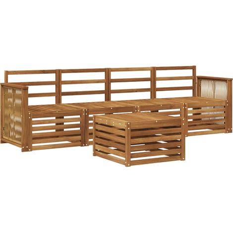 Set di divani da esterno 5 pz Salotto da Giardino Naturale (1/5)