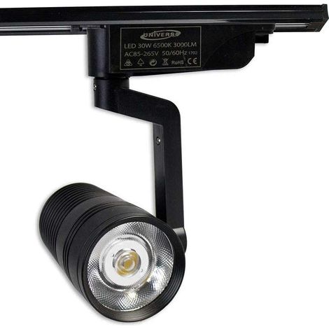 Faretto led cob 20 watt per staffa binario luce bianca fredda 6500k scocca nera proiettore (1/2)