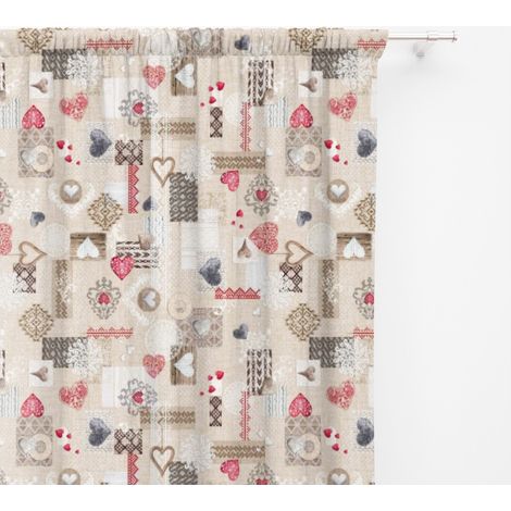 TENDA SHABBY rosso cm.150X280 Tirolese confezionata MADE in ITALY