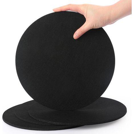 Lot de 4 dessous de verre en feutre pour pots de fleurs, verres, vases, tapis de pot de fleurs pour jardinage, intérieur, protection de table, 25 cm, noir (1/5)