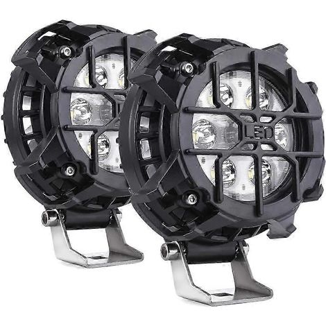 2 projecteurs LED ronds de 48 W, type spot, pour la conduite tout-terrain et les feux de brouillard, 4000 lm, compatibles avec les camions et les voitures. (1/5)
