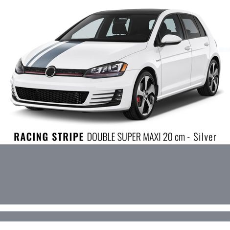 Stripes Strisce Adesive per Auto 2 Fili - Dimensione: 200 MM - Colore: SILVER