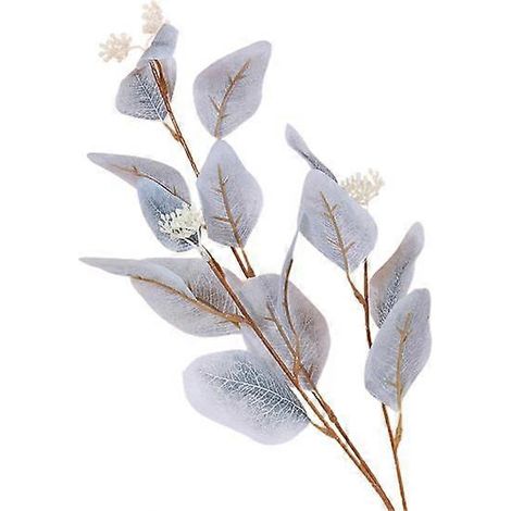 Branche de feuille d'eucalyptus artificielle à 3 fourches, réaliste, réutilisable, fausse plante verte, centre de table, décoration de mariage, accessoires photobleu clair (1/5)