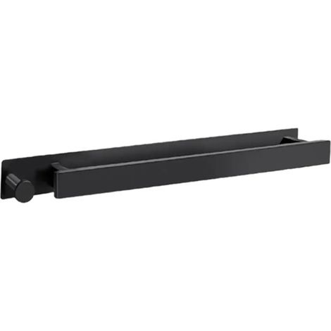 Toallero de acero inoxidable, autoadhesivo, no requiere taladrar, con ganchos (40 cm, negro) (1/5)