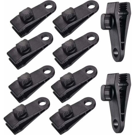10 Sets Clip de Bâche Tente Pince Bâche Auvents Clip , Pince à Bâche, Pince pour Tente, pour Tente Voiture, Bâche, Auvents, Camping,le noir, (1/4)