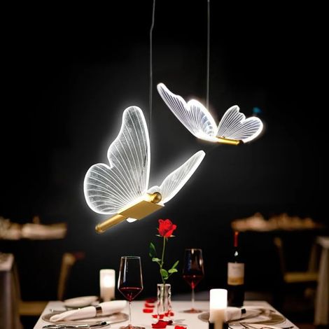 Suspension LED papillon pour salon chambre à coucher lampe de chevet double tête (1/5)