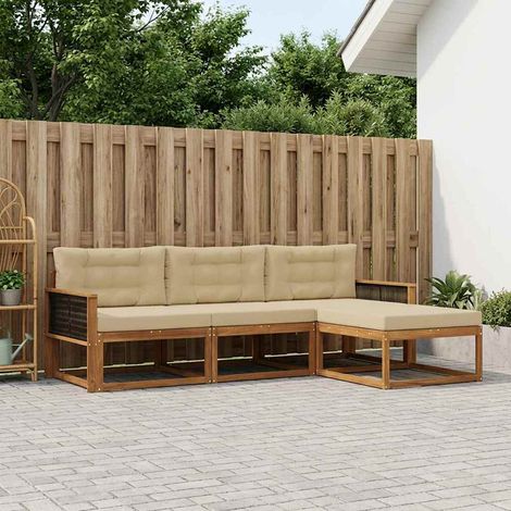 vidaXL Outdoor-Sofagarnitur mit Kissen 4 pcs Natur und Beige (1/5)