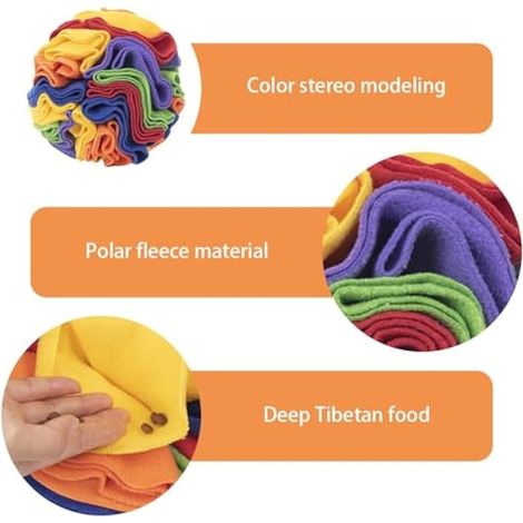 Jouet Boule a Renifler pour Animaux de Compagnie,Balle a Renifler pour Chiens,6/8" Résistant Aux Morsures pour Chien (5.9", Rainbow Colours) (1/5)