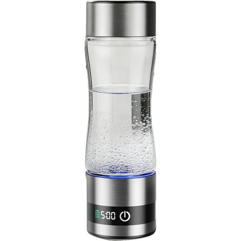 Bouteille d'eau hydrogène, capacité de 450 ml, indicateur LED, noir, 401-500ml (1/2)