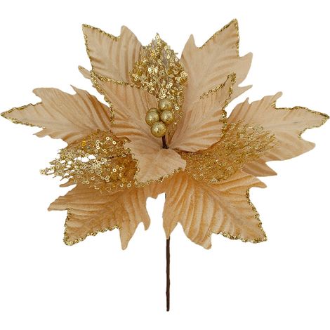 Fleur Artificielle - Tissu - Pour Décoration Arbre De Noël Salle De Mariage Fête Intérieure - 34 x 28 x 28 cm - 1 Pièce (1/5)