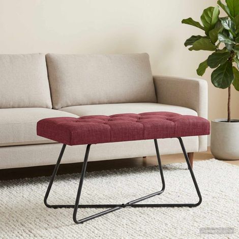 vidaXL Panchina con bottoni imbottiti Rosso Vino 80 x 40 x 46 cm (1/5)