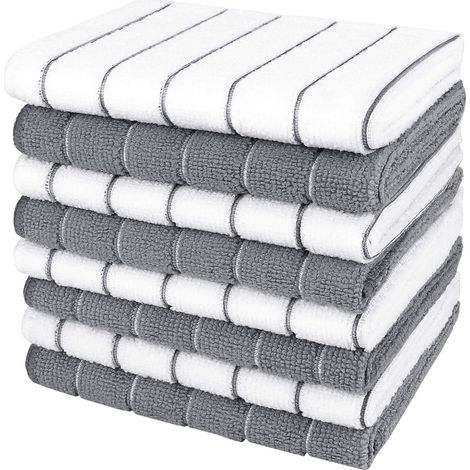 8 Torchons de Cuisine en Microfibre Serviettes de Cuisine Vaisselle, Doux et Super Absorbant Chiffons Lavette Microfibre Ménage, 30 x 30 cm (1/5)