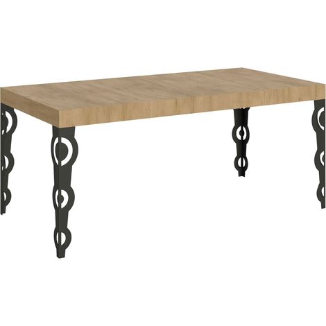 Tavolo allungabile 90x90/246 cm Karamay Premium Quercia Natura telaio Antracite (1/4)