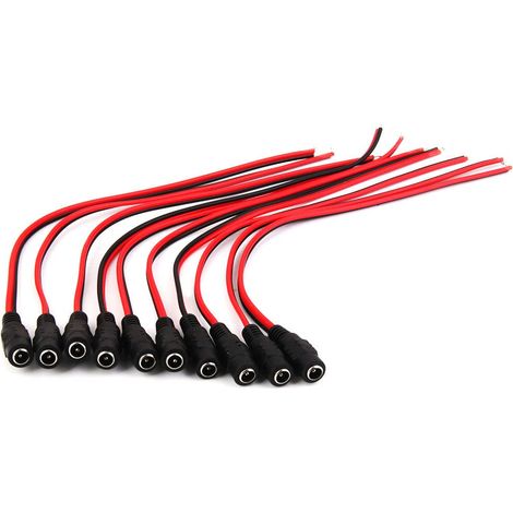 Lot de 10pcs 12V DC Alimentation Queue de Cochon Femelle 5.52.1mm Câble Fil de Fiche Pour CCTV de Sécurité (1/5)