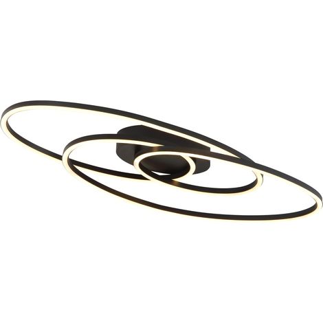 LED Deckenlampe Deckenleuchte Schlafzimmerlampe Oval Schwarz Metall opal L 68 cm (1/5)