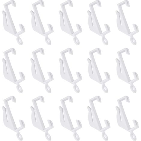 BEBUSINGOTO 100 Pièces Blancs Crochets de Rail de Rideau, Plastique Crochet Glisseur,pour Tringle à Rideau en pour Rail de Fenêtre, Rideau de Douche (1/5)