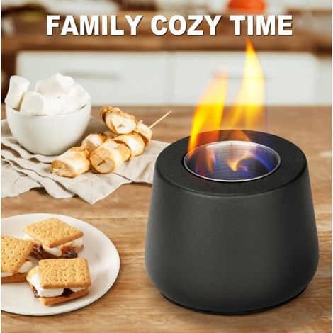 Chimenea de mesa de bioetanol, chimenea de mesa con cámara de combustión, combustión más larga, fuego de mesa portátil para exteriores e interiores (1/4)
