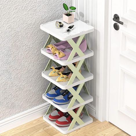 Meuble à Chaussures Slim à 5,Étagère à Chaussures Verticale à 5 Niveaux,Organisateur De Chaussures,Étagère à Chaussures Robuste，vert (1/5)