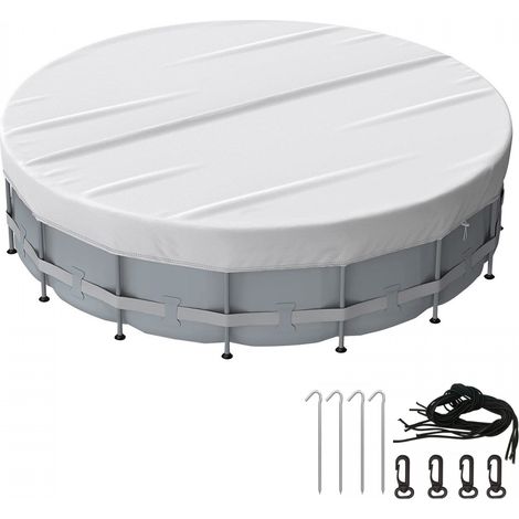 Cubierta redonda para piscina, impermeable y a prueba de polvo, con accesorios de fijación, con cordón ajustable, 1,83 m de diámetro (plateada). (1/5)