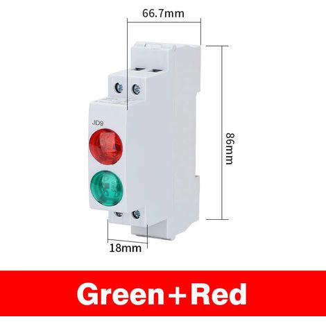 (vert rouge CC/CA 220 V) Feu de signalisation sur rail DIN, témoin d'alimentation LED, feu de signalisation à montage, CC/CA 220 V, 24 V, vert rouge, indication de démarrage/arrêt/fonctionnement, JD9 (1/5)