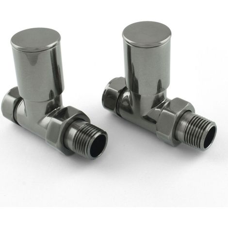 West Milan Straight Radiator Valves Pair - Black Nickel (1/3)