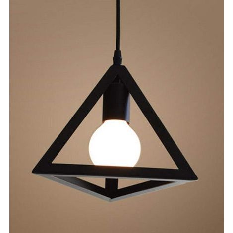 Plafonnier rétro suspendu Plafonnier industriel, abat-jour rétro industriel triangulaire en métal adapté à la cuisine, la chambre, le salon, la salle de séjour, l'extérieur sans source de lumière. (1/4)