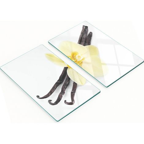 Tablas de cocina de vidrio templado con estampado de vainilla y flores, 2 x 30 x 52 cm. (1/5)