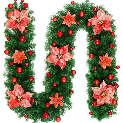 Guirlande De Noël Artificielle - 274 Cm - Foliage Blanc Réaliste - Pour Intérieur Et Extérieur Couvert - 1 Pièce