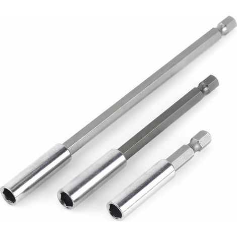 3pcs 1/4" 60/100/150mm Perceuse lectrique Tournevis Embout Hexagonal Titulaire de Bits Extension Bar Porte-Bit Foret Magnétique Outil de la Tige (1/5)