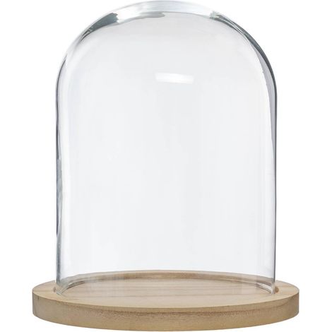 Paralume in vetro da 29,5 cm con base in legno, marrone (1/4)