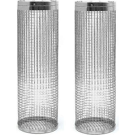Lot de 2 paniers à griller à roulettes - Le meilleur panier à griller qui soit, en acier inoxydable rond. (1/5)