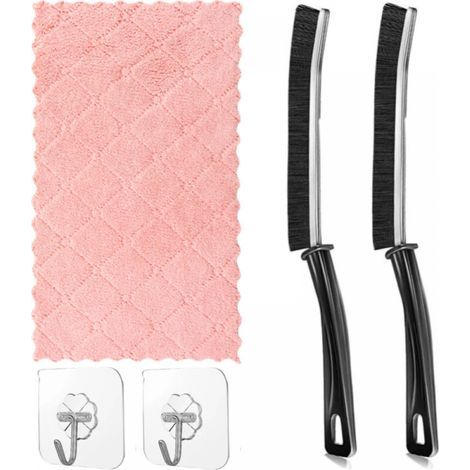 Juego de 5 cepillos de limpieza para grietas con cerdas duras, cepillo para limpiar espacios, cepillo para juntas de azulejos para cocina, baño y bañeras (1/5)