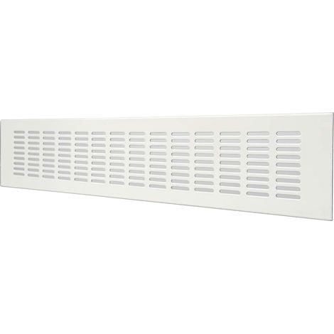 La Ventilazione GF408B Griglia di ventilazione Rettangolare in alluminio verniciato bianco da incasso, Dimensioni 400x80 mm.