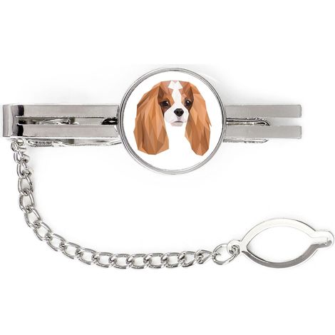 Cavalier King Charles Spaniel - fermacravatta geometrico con foto e scritta Art-Dog (1/4)
