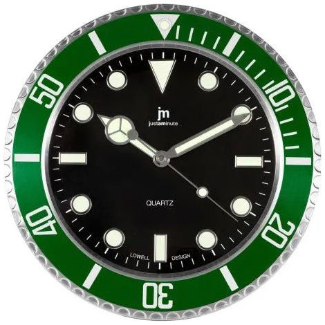 Lowell, Orologio da Parete Quarzo, Verde, MDF e Vetro, Diametro 39.4 cm