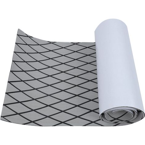 Tapis antidérapant en EVA à motif losange avec ruban adhésif pour pont de planche de surf (rayures grises et noires) (1/5)