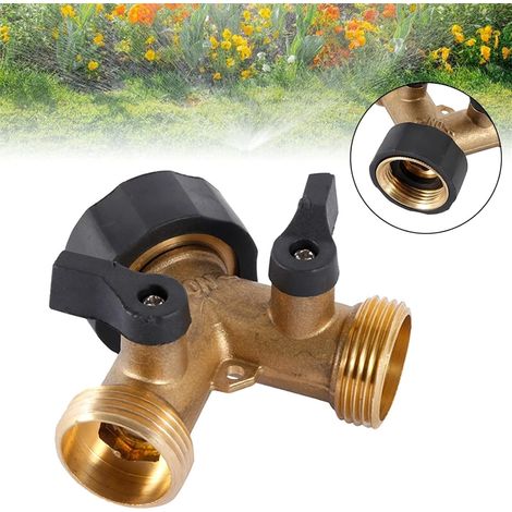 Répartiteur d'eau Garden Hose Splitter 2 Way Garden Water Distributor Solid Brass Y Shape Valve Hose Connector Garden Water Hose Adapter Thread Répartiteur de Robinet