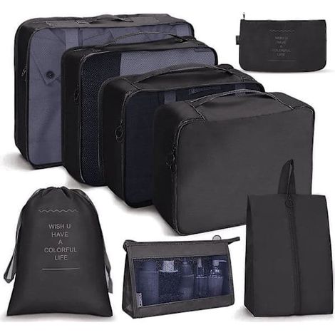 Ensemble de 8 organisateurs pour valises, sacs de rangement, cubes de rangement, sacs de voyage, cadeaux roses (1/5)