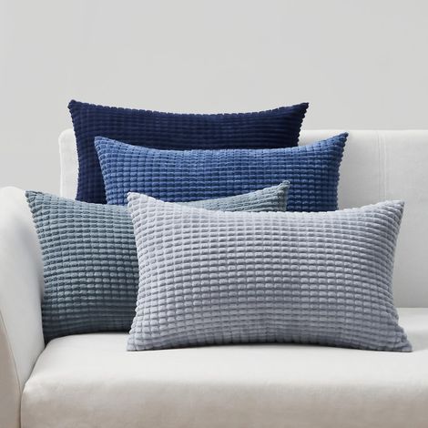 Taie Oreiller Enfant Bleu Dégradé Motifs à Grains de Maïs Housse Coussin 30x50 cm en Velours Côtelé Doux Décoration de Coussin Lombaire Voiture pour Canapé Chaise Longue Lit, Lot de 4 (1/5)