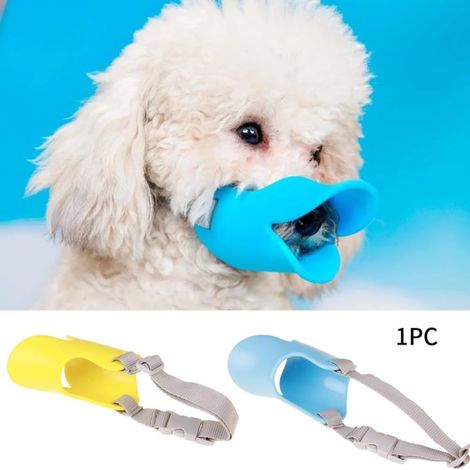Protège-bouche anti-morsure en silicone souple avec sangle réglable, convient aux chiens de petite et moyenne taille, idéal pour empêcher les aboiements, les morsures et les mâchonnements (jaune M) (1/5)