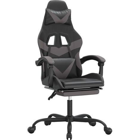 Maison Exclusive - Sedia da Gaming con Poggiapiedi Nero e Grigio in Similpelle
