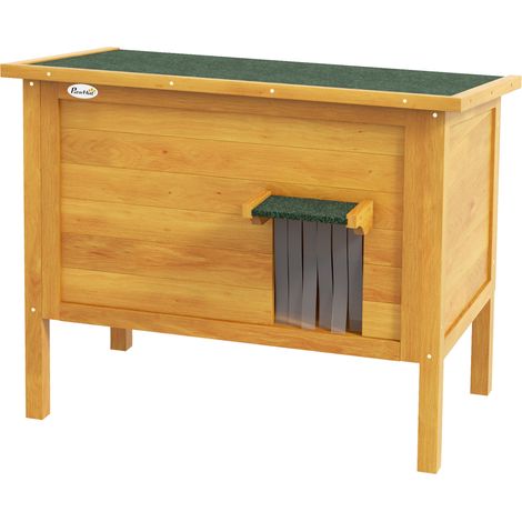 Niche extérieure en bois pour chat avec plateforme surélevée et toit ouvrant isolé, 85 x 50 x 68,5 cm, vert naturel (1/5)