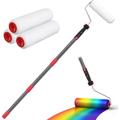 Rouleau à Peinture, 70-150cm 2 en 1 Kit de Rouleaux à Peinture avec Perche Télescopique Réglable, Kit de Peinture en Acier Inoxydable Adapté à Peinture Murale, Peinture, Décoration (1/5)